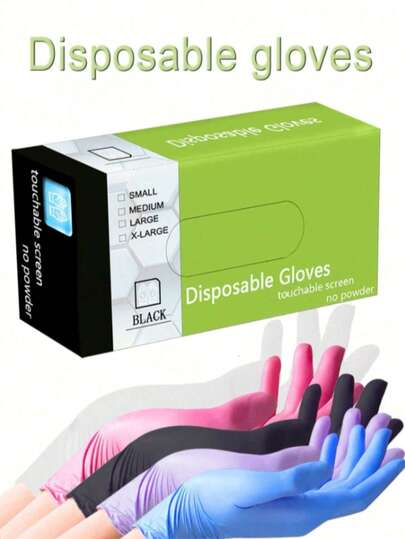 100 Einweg-Nitrilhandschuhe, Einweghandschuhe, latexfrei, geeignet für Küche, Kochen und Kosmetik, Haushaltsreinigungshandschuhe, puderfrei, nicht steril (ohne Verpackung)
