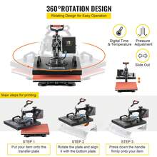 5 In 1 Heat Press, 15" X 15" Clamshell Digital Sublimation For DIY Mug Cap Plate - 查看 5