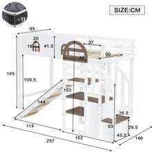 Bunk Bed With Window, Slide, Stairs With Handrail, 2 Lockers In The Stairs, Flexible Design, Plenty Of Storage Space, Pine + MDF, White + Brown, 90 X 200 Cm - White - View 4