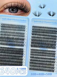 640 PCS Lash Cluster Kit, Lash Extension Kit, Individual Eyelash 30D+40D+50D,D-8-16MIX Cluster Eyelash Glue, Seal, Remover. - Multicolor - View 5