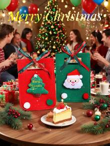 حقيبة من الشعر الاصطناعي للكريسماس، صندوق/حقيبة تفاح عيد الميلاد، حقيبة هدايا، حقيبة هدايا ديكور الحلوى