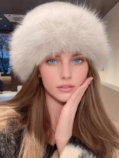 1 件女士冬季毛绒渔夫帽，女士时尚厚帽子，冬季保暖帽，可搭配羊毛大衣，冬装冬装