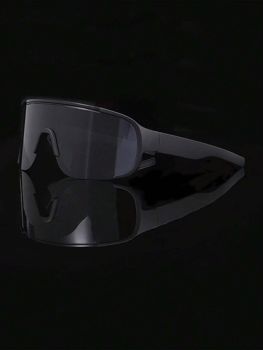 New Cyberpunk Style Large Frame Fashion Sunglasses, Suitable For Commuting, Cycling, Unisex, Lightweight & Transparent, All Season