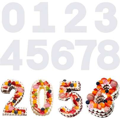 9件套 8英寸 10英寸 12英寸 0-8 数字蛋糕模板 平面塑料数字模具 蛋糕切割模板 DIY圣诞节婚礼生日蛋糕（3种尺寸）