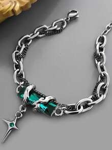 1 件深色哥特式十字架手链，简约钛钢防水不褪色高端男士手链 - 手鍊 - 查看 2