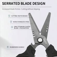 Tijeras de pesca profesionales de 6.4 pulgadas con hojas serradas duales, tijeras para línea de pesca trenzada con recubrimiento de titanio, agarre antideslizante y herramienta multifunción, incluye funda rígida moldeada con cierre, con abridor de botellas