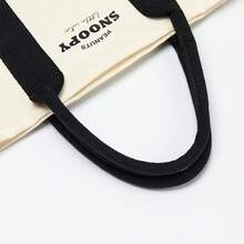 Miniso Geantă de pânză MINISO cu model de desene animate Snoopy, geantă de depozitare portabilă de mare capacitate, geantă de călătorie diversă, geantă de cumpărături reutilizabilă, rezistentă la deformare (1 buc)