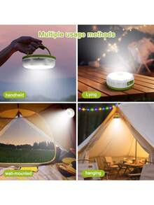 1 pieza Luces de cadena portátiles para camping, lámpara de camping con gancho, luz de tienda recargable por USB, luz de decoración de ambiente para camping, barbacoa, toldo, jardín, fiesta, Halloween, Navidad