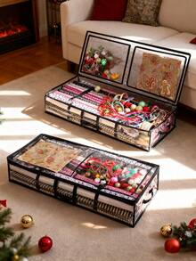 1pc Transparent Christmas Gift Packaging Bag, Durable PVC Gift Packaging Storage Bag, Portable Square Container For Storing Ribbons, Bows And Accessories - Transparent - View 8