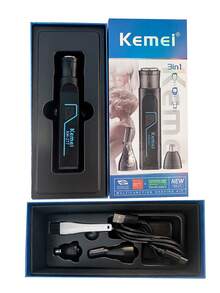 Kemei Trimmer elettrico per peli del naso KM-277, rimozione dei peli del viso, trimmer per peli del naso mini, tosatore portatile indolore, rimozione dei peli della parte superiore del labbro, rimozione dei peli intimi del bikini 3 in 1, trimmer per sopracciglia elettrico ricaricabile USB, rimozione dei peli del viso mini portatile