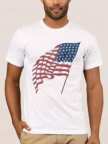 Vintage Patriotic AmeriC-An F-Lag Ng In The Wind T-Shirt220G Clic Pure Cotton T-Shirt - The Perfect Blend Of Sual And Act, I For Everyday Wear And The Gym, A Warm Gift For Your HusbandWifetops WoM.En Fall OutfiT.S For WoM.En  VaC.Ation OutfiT.S WoM.En Halloween Costume - 白色11 - 查看 1