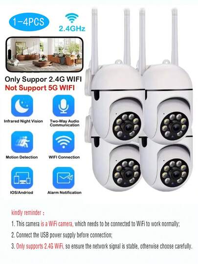 1 kabellose 1080p Innen-/Außenkamera mit Nachtsicht, Zwei-Wege-Audio, Schwenk-/Neige-/Zoom-Funktion, WLAN Smart Home Kamera mit Bewegungsverfolgung, ohne SD-Karte, Innenüberwachungskamera, Außenüberwachungskamera