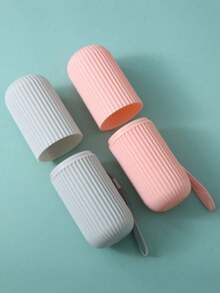 1 Set Estuche portátil para cepillo de dientes de viaje, incluye vaso de enjuague con tapa, soporte para pasta de dientes y cepillo de dientes, tema de Halloween - Rosa - Ver 9