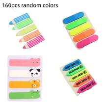 80/160/320pcs Random Color Vintage European Style Cute Cartoon PET Creative Memo Stickers, Student Marking Index Stickers, Office Supplies