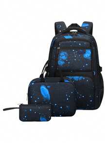 Set de rucsac cu imprimeu Star Element, capacitate mare, buzunare multiple, bretele reglabile, închidere cu fermoar, potrivit pentru școală, serviciu, călătorii, sport, unisex, excelent pentru întoarcerea la școală sau cadou de Crăciun