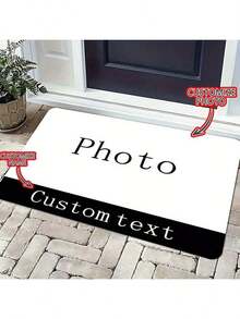 1 件可定制门垫，棕色“欢迎回家”图案，防滑长方形，易于清洁，可水洗，适用于玄关、浴室、厨房 - 彩色 - 查看 1