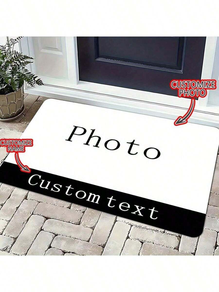 1 件可定制门垫，棕色“欢迎回家”图案，防滑长方形，易于清洁，可水洗，适用于玄关、浴室、厨房 - 彩色 - 查看 1