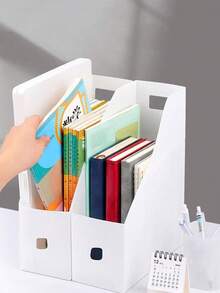1 pieza Caja de almacenamiento de archivos blanca impermeable, caja de archivos, marco de archivos de escritorio, caja de almacenamiento de utensilios de cocina, caja de organización de gabinete, caja de organización y almacenamiento, marco de archivos plegable de plástico reforzado, atril de libros de escritorio para dormitorio estudiantil