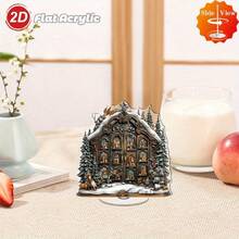 2D plat, 1 pièce Calendrier de compte à rebours du pays des merveilles d'hiver Décoration de bureau rotative en acrylique - Paysage enneigé de fantaisie bronze avec pins, rennes et accents dorés, 24 portes pour un compte à rebours de 25 jours, sans alimentation nécessaire Décoration d'intérieur et d'extérieur pour les fêtes, Décoration de Noël d'extérieur, Style plat