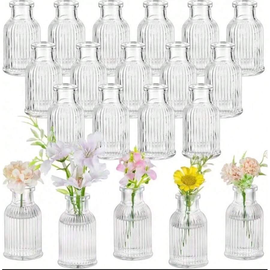 1 pieza Jarrón de vidrio mini para flores retro transparente para hidroponía, jarrón de escritorio, ornamento para el hogar, decoración de habitación, jarrón de vidrio