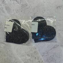 Adhesive Nipple Cover Heart Rhinestone Carnival Festival Nipple Cover - 黑色 - 查看 6