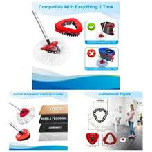 O Cedar 8 Pack Spin Mop RinseClean 2 System, Microfiber Reusable Mop Refills, 6 Mop Heads+ 1 Mop Base And 1 Scrub Brush Combo Set - trắng - Xem 1