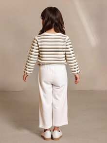 SHEIN 3pcs/Pack Young Girl Casual & Comfy Wide Leg Pants, Spring & Fall - Multicolor - View 7