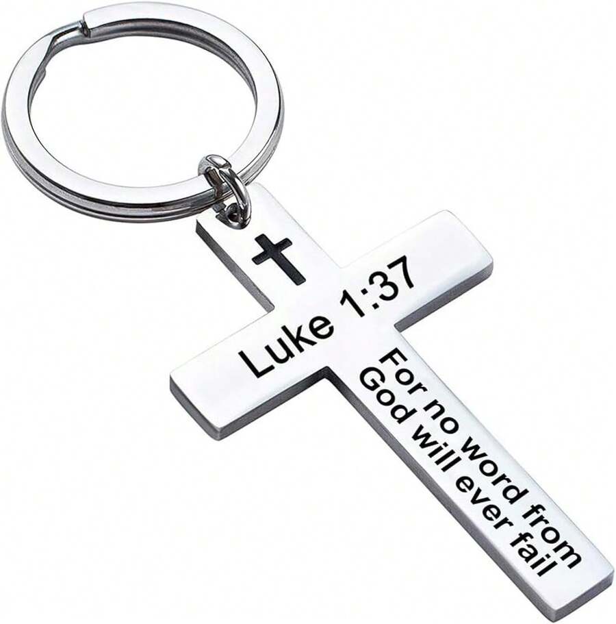 Ldurian Bible Verse Keychain Christian Cross Keychain For Women, Cross Key Chain For Men Religious ScriptureChristmas - Lu-ca 1:37 - Xem 1