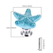 6 件陶瓷海星抽屉拉手，海星抽屉把手，适用于儿童房、梳妆台、橱柜、厨房、海滩/海洋主题把手 - 彩色 - 查看 3