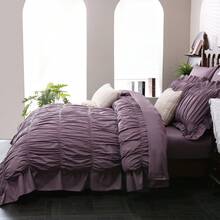 Purple Comforter Set Queen Size,Ruched Boho Bedding 9-Piece Bed-In-A-Bag For All Seasons,Fluffy Luxury Ruffle Bedding Set With Comforter, Flat Sheet, Fitted Sheet, Pillow Shams, Pillowcases - Mauve Purple - View 4