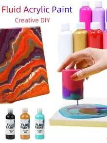 Bộ 6 màu sơn nghệ thuật dạng lỏng, độ bóng cao, sơn acrylic, chống phai màu, hiệu quả hoàn hảo sau khi khô, thích hợp cho đá, gỗ, vải bố, thạch cao và các bề mặt nghệ thuật khác, 100ml/chai, sơn nghệ thuật, màu sắc sống động, sơn bền lâu, dụng cụ nghệ thuật, dành cho nghệ sĩ và họa sĩ, vẽ tranh sáng tạo, dễ tán, màu sắc bền lâu, bột màu vẽ. - Nhiều màu - Xem 8