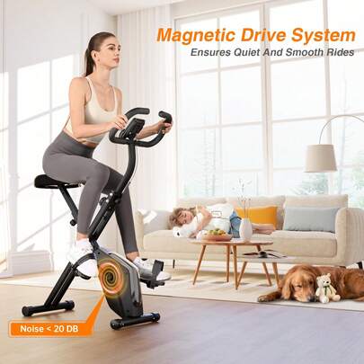 GartistGo Foldable Magnetic Resistance Exercise Bike With LCD Display, Resistance Bands & Adjustable Seat