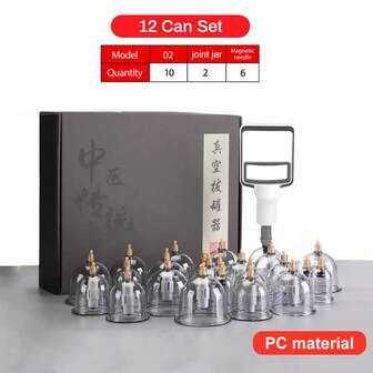 12pcs Cupping Therapy Set, Vacuum Cupping Set, Suction Cups Massage Traditional Chinese Medicine Anti-Fat Therapy Cups, Suitable For Body Massage
