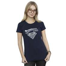 DC Comics Damen/Frauen Superman The Man Of Steel Baumwoll T-Shirt (Navy Blau) - Blau - Übersicht 3