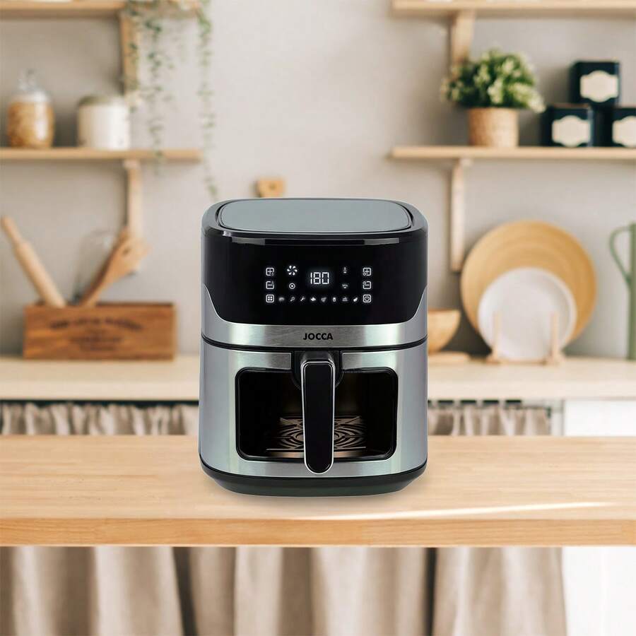 Jocca 6.5L Digital Air Fryer With Window | 8 Programs, LED Touch Screen, 80–200 °C, 60-Minute Timer | 1600 W | Non-Stick Basket And Automatic Shut-Off |