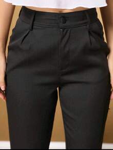 Women's Basic Tailored Trousers, Elegant Social Style - 黑色 - 查看 3