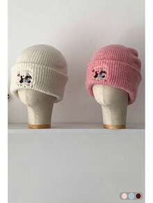 قبعة محبوكة على شكل كلب السجق للنساء، قبعة جميلة مع حماية الأذن، قبعة شتوية دافئة مطرزة بكلب التزلج، قبعة محبوكة متعددة الاستخدامات للخريف/الشتاء