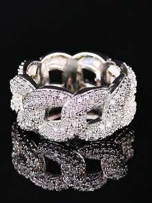 MOONSO 1 chiếc nhẫn Zirconia thiết kế dây xích cổ điển dành cho nam, quà tặng cao cấp sang trọng, đa năng, R6369 - trắng - Xem 5