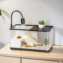 Turtle Tank With Basking Platform, Home Use Landscaping Turtle Habitat Tank, Suitable For Brazilian Turtles, Transparent Goldfish Bowl - Black - View 8