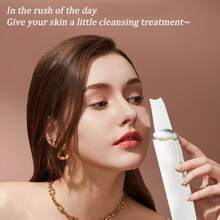 超声波洁面仪 - USB 充电，带振动功能的面部刮痧仪，去黑头，提拉去角质喷嘴，经济实惠的护肤设备，硅胶头可按数量选择 - 彩色 - 查看 3