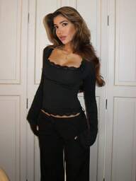 Women's Spring Autumn Lace Trim Blouses Long Sleeve Square Neck Slim  Party Tops