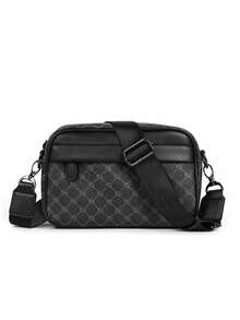 Túi đeo chéo nam, túi đeo vai thời trang, túi vuông nhỏ, túi da PU chống thấm nước đa năng kiểu sinh viên. - màu đen - Xem 5