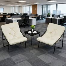 T-ZBDZ Comfortable 3-Piece Balcony Furniture Set With Seat Cushions And Table – Ideal For Small Balconies And Terraces - 白色 - 查看 2