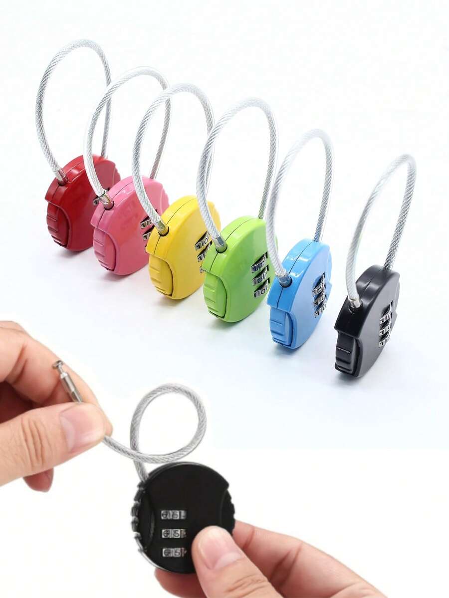 Combination Lock, Bike Lock Anti Theft,Bike Lock,3 Digit Mini Code Lock,Padlock,Outdoor Waterproof Padlock Code Lock Cable Luggage Locks,Self Defense,Small Cable Locks Waterproof Padlock With Wire Rope,Luggage Lock Bag Locks Gym Locks With Combination Code For Travel,Backpacks, Holiday Suitcase - Multicolor - View 1