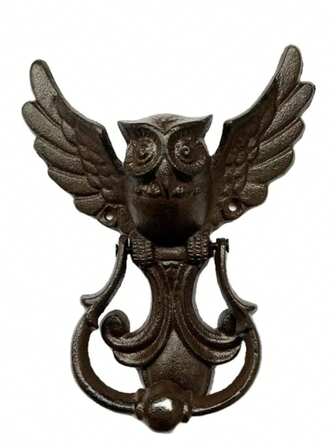 Heurtoir de porte en fonte vintage en forme de hibou, design rustique fait main en fonte durable, décoratif pour diverses décorations d'intérieur