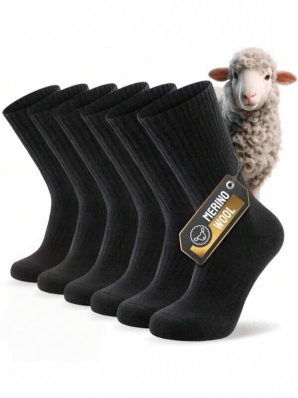 1 par de calcetines cálidos, calcetines de lana merina premium, gruesos y cálidos para el invierno, calcetines unisex para caminar al aire libre, adecuados para el trabajo, caminar, senderismo, correr, esquiar y actividades al aire libre