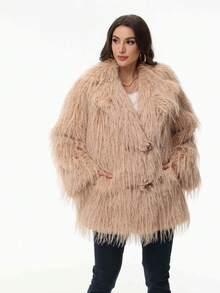 Faux Fur Trim Leather Jacket With Fringe, Fashion Outerwear For Travel, Autumn/Winter