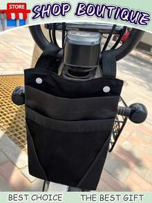 Bolsa de almacenamiento impermeable para manillar de bicicleta, bolsa de almacenamiento para guardar artículos en la bicicleta antes de montar, soporte para teléfono móvil para la cesta de la bicicleta. Bolsa de suspensión para bicicleta y motocicleta ligera y portátil, muy adecuada para viajes. Bolsa de almacenamiento para bicicleta, bolso para manillar de bicicleta, bolsa de bicicleta con bolsillos de malla, soporte portátil para teléfono móvil de bicicleta, accesorios para bicicleta