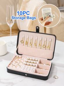 奢华皮革首饰盒、珠宝收纳盒、戒指盒。复古 PU 皮革女士首饰盒，可收纳耳环、项链、戒指、手链、手表等配饰，是完美的母亲节返校礼物 - 多色 - 查看 14