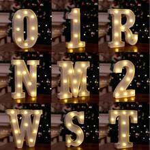 1个暖白光26字母和10个数字21厘米发光LED字母灯，电池供电夜灯，适用于婚礼、圣诞节、生日、派对、节日或家居装饰氛围灯。 - 21厘米/8.26英寸 - 查看 4